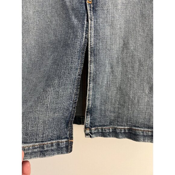 Vintage Y2K 7 for all Mankind denim slit mini skirt sz 30 stretch Retro Indie - Picture 3 of 8